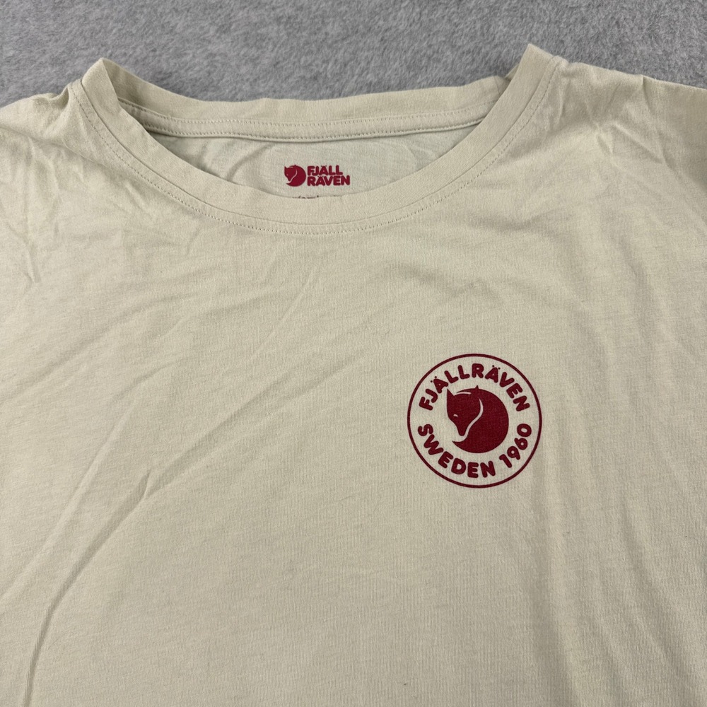 Fjallraven T-Shirt Mens XXL Cream 1960 Logo Sweden Hiking Short Sleeve Casual
